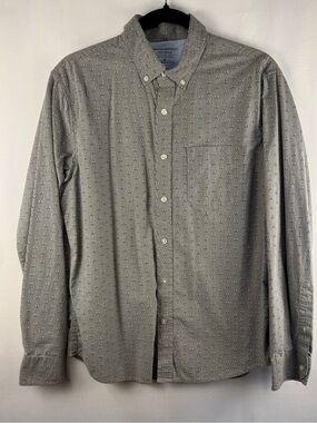 Banana Republic Luxe Poplin Raccoon Print Untucked Slim Fit Shirt M